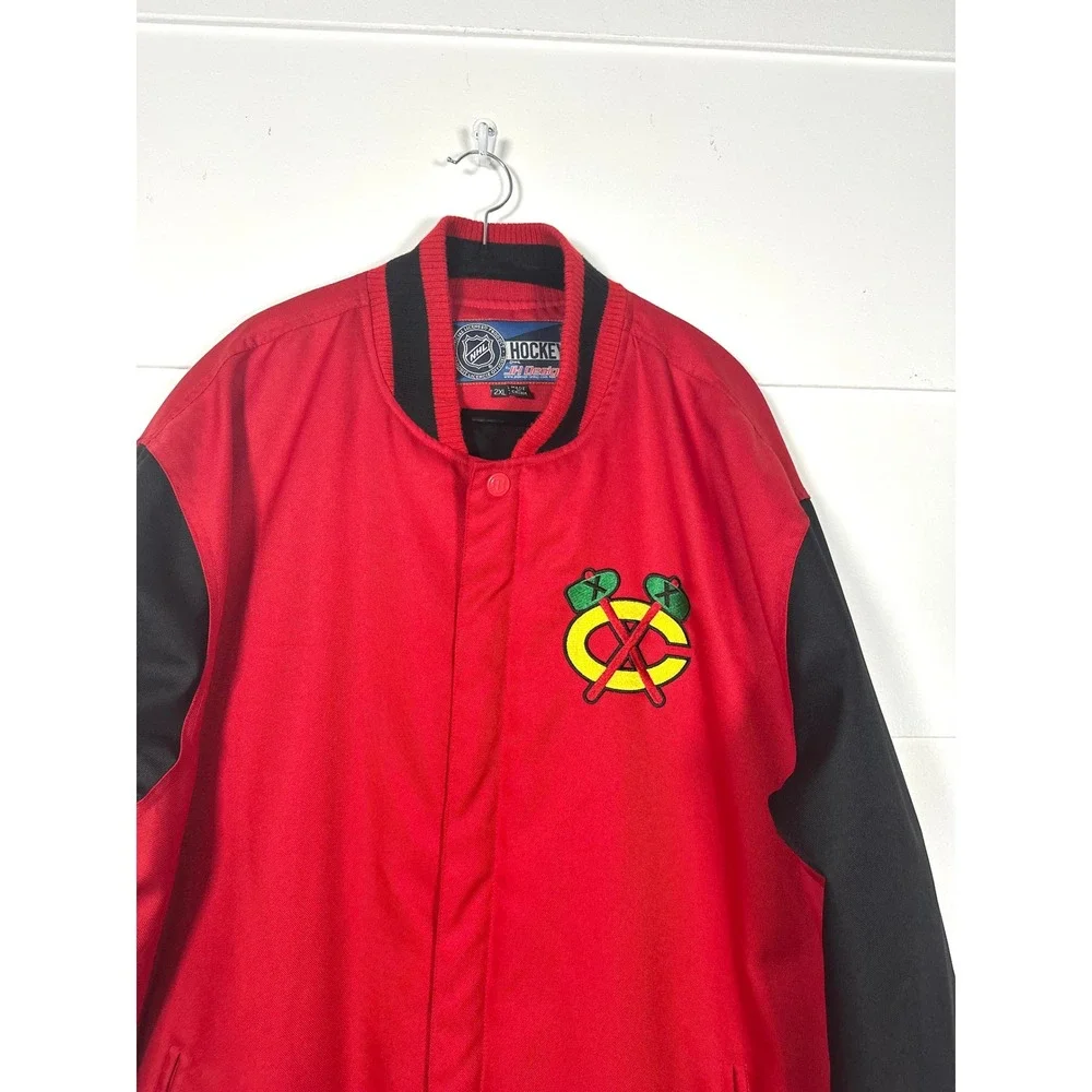 NHL‎ Chicago Blackhawks Two Hit Poly Twill Mens 2XL Bomber Varsity polyester